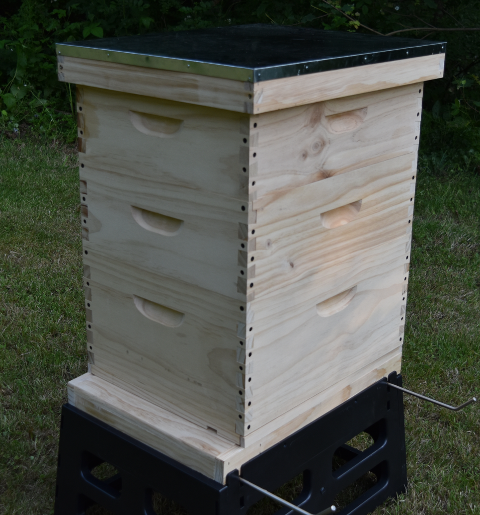 BEEHIVE SET - 1 DEEP AND 2 MEDIUM – UNASSEMBLED – INCLUDES ASSEMBLED FRAMES AND FOUNDATIONS