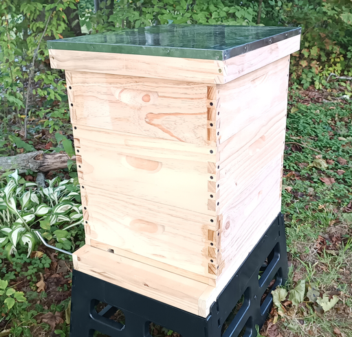 [A2190] BEEHIVE SET - 3 MEDIUM – ASSEMBLED – INCLUDES ASSEMBLED FRAMES AND FOUNDATIONS